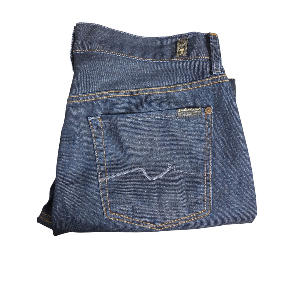 7 For All Mankind Standard Straight Leg Dark Wash Jeans Mens 34 Cotton Denim